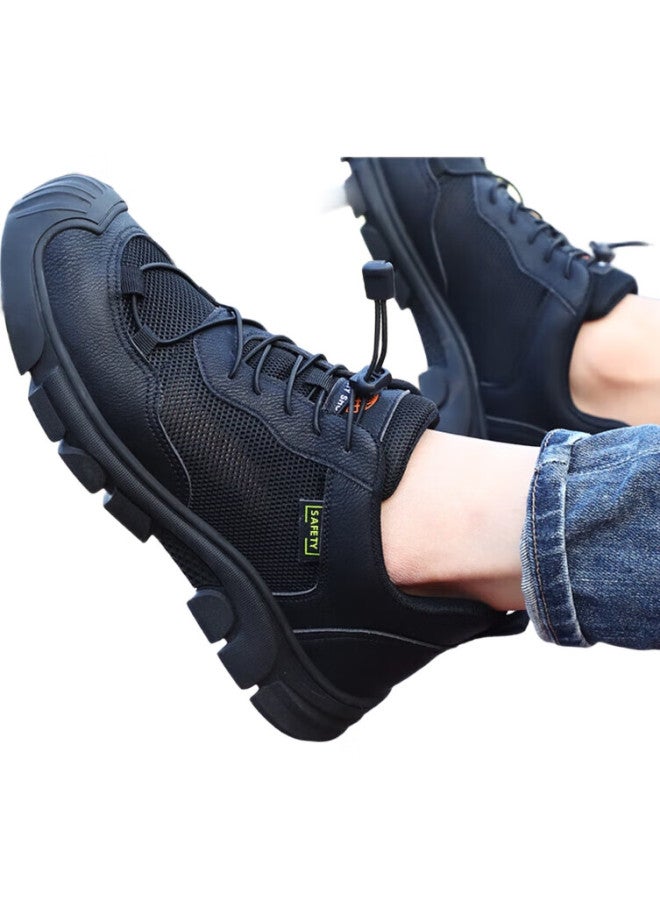 Jingtu أحذية أمان للرجال، رأس حديدي، مقاومة للثقب، مقاومة للاهتراء، خفيفة الوزن، قابلة للتنفس، أحذية أمان وظيفية 0216Bk مقاس 42 - Image 1