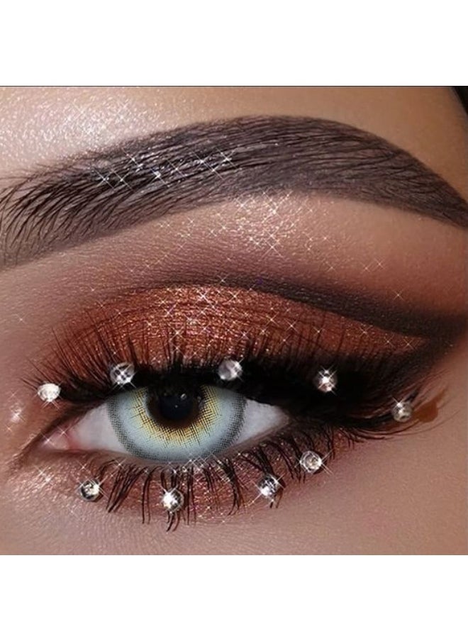 UYAAI Grey Yearly Colored Contact Lenses, Unisex Cosmetic Contact Lenses, Natural Fashion Lenses, With Case  - Image 1