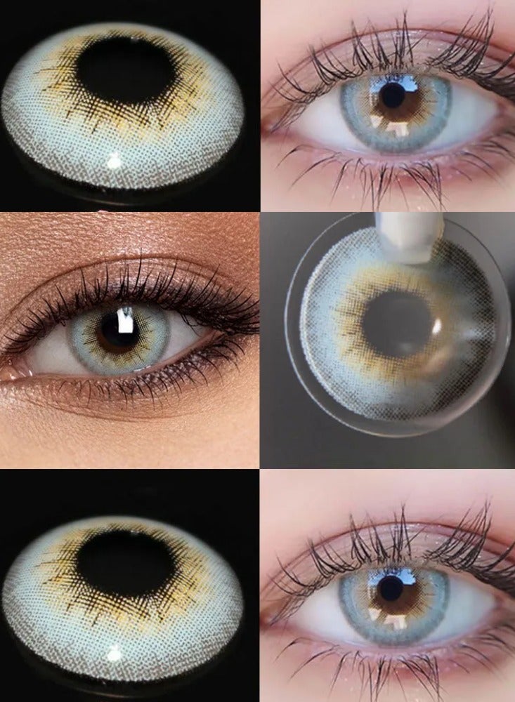 UYAAI Grey Yearly Colored Contact Lenses, Unisex Cosmetic Contact Lenses, Natural Fashion Lenses, 42% Water Soft Lenses - Image 1