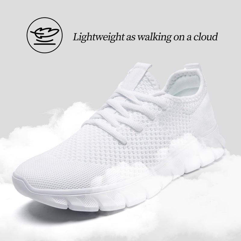 YRLTYO Running Shoes for Women Walking Tennis Sneakers Non Slip Gym Workout Athletic Lightweight Comfortable Fashion Sport Mesh Casual Shoe White Size 8 - Image 3