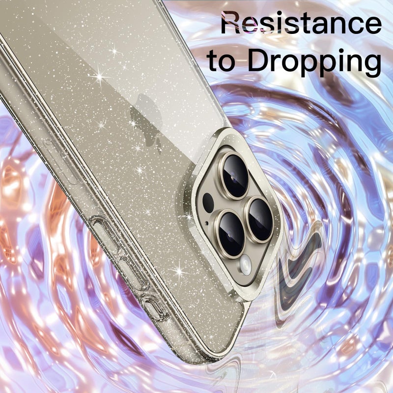 JETech Glitter Case for iPhone 15 Pro Max 6.7-Inch, Bling Sparkle Shockproof Phone Bumper Cover, Cute Sparkly for Women and Girls (Natural Titanium) - Image 5