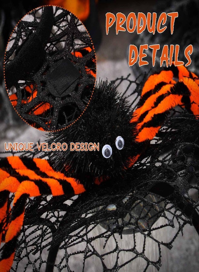 Bohend Halloween Spider Headband, Black Orange Striped Spider Web Fascinator, Delicate Hair Accessory - Image 4