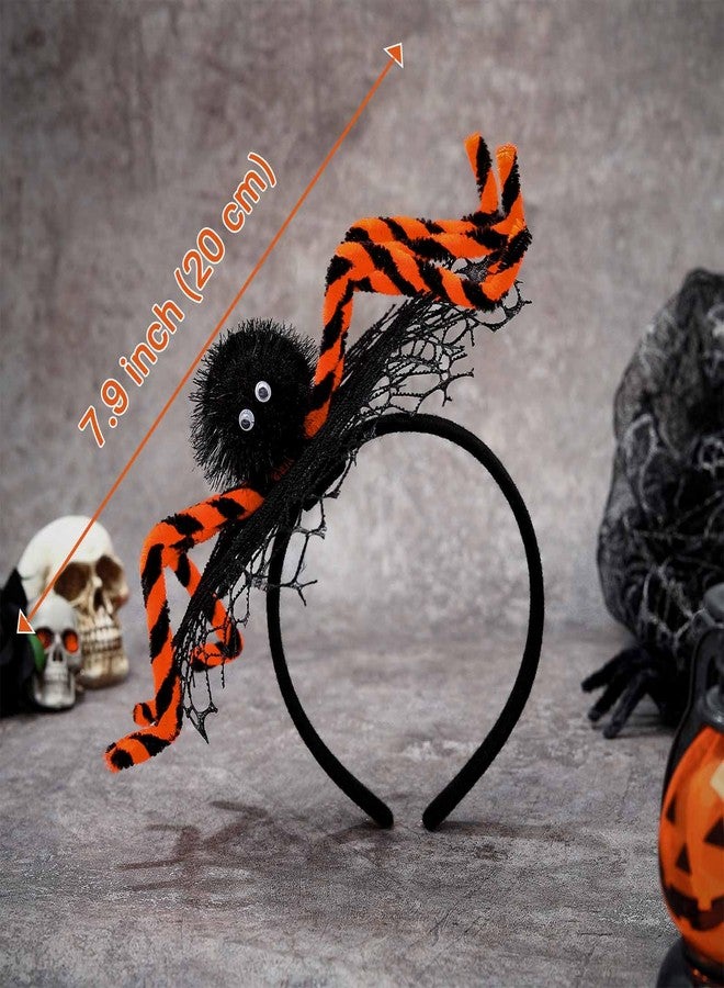 Bohend Halloween Spider Headband, Black Orange Striped Spider Web Fascinator, Delicate Hair Accessory - Image 5