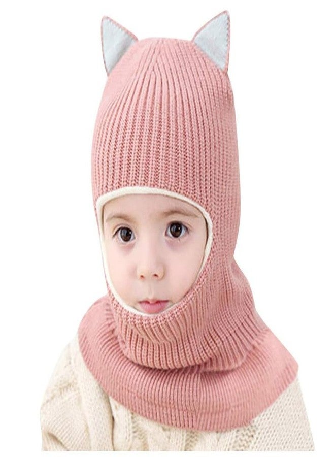 Richmen Baby Boys Girls Winter Woolen Hat with Scarf Set Soft Faux Fur Beanie Panda Cap Windproof Earflap Hood Capset for Unisex Kids (Pink, 1-6 Yrs) - Image 1
