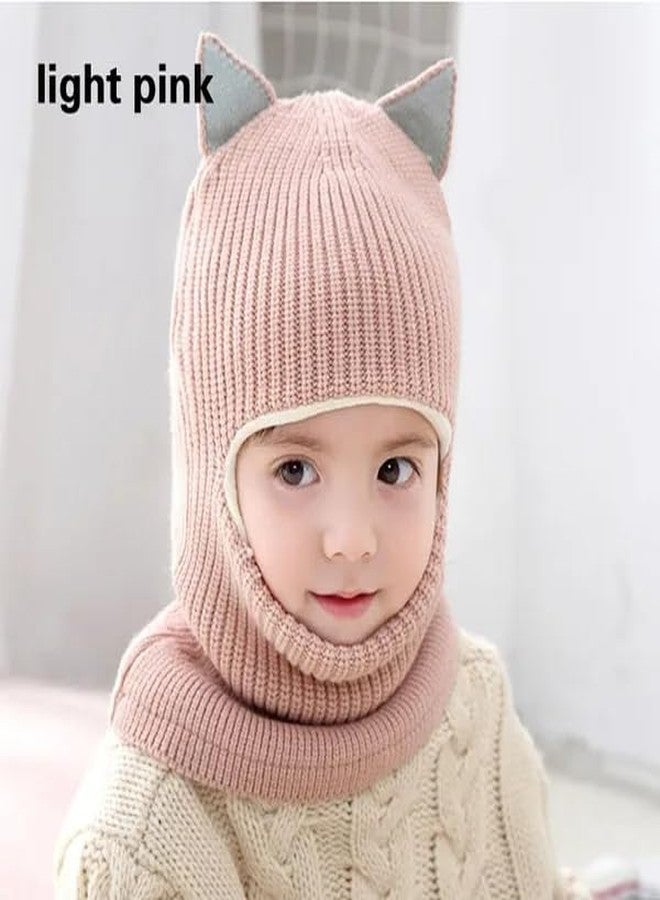 Richmen Baby Boys Girls Winter Woolen Hat with Scarf Set Soft Faux Fur Beanie Panda Cap Windproof Earflap Hood Capset for Unisex Kids (Pink, 1-6 Yrs) - Image 2