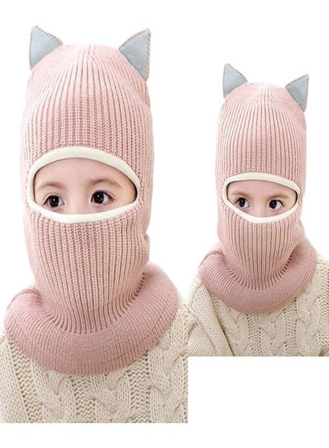 Richmen Baby Boys Girls Winter Woolen Hat with Scarf Set Soft Faux Fur Beanie Panda Cap Windproof Earflap Hood Capset for Unisex Kids (Pink, 1-6 Yrs) - Image 3