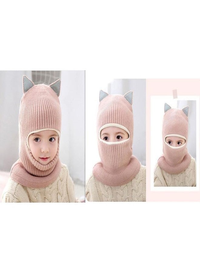 Richmen Baby Boys Girls Winter Woolen Hat with Scarf Set Soft Faux Fur Beanie Panda Cap Windproof Earflap Hood Capset for Unisex Kids (Pink, 1-6 Yrs) - Image 4