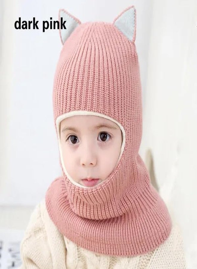 Richmen Baby Boys Girls Winter Woolen Hat with Scarf Set Soft Faux Fur Beanie Panda Cap Windproof Earflap Hood Capset for Unisex Kids (Pink, 1-6 Yrs) - Image 5