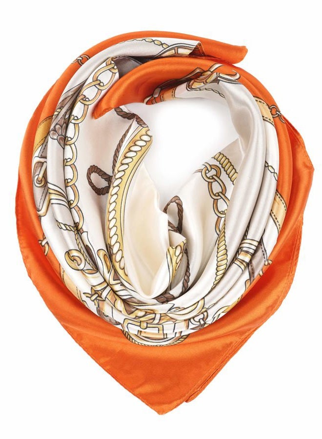 YOUR SMILE Silk Feeling Scarf Women's Fashion Pattern & Solid Color Large Square Satin Headscarf, 404, 35''x35'' - Image 1