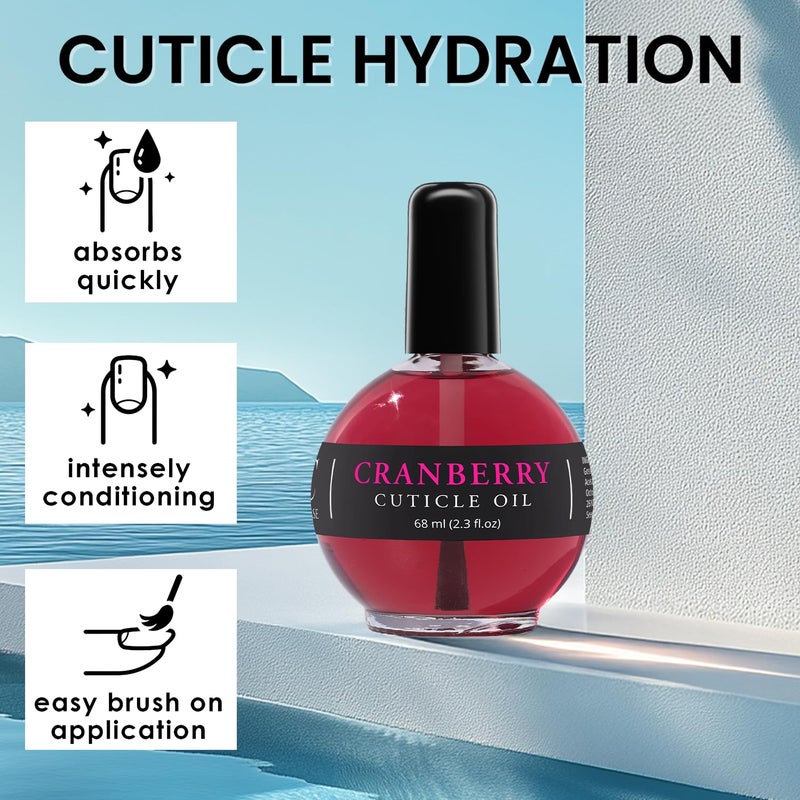 Ellie Chase Moisturizing Cuticle & Nail Care Oil 2.3 Fl Oz - Cranberry Scented â€“ Infused with Jojoba Oil, Aloe, Vitamin E â€“ Nail & Cuticle Hydration, Repair, Moisturizer, Strengthener, Growth - Image 4