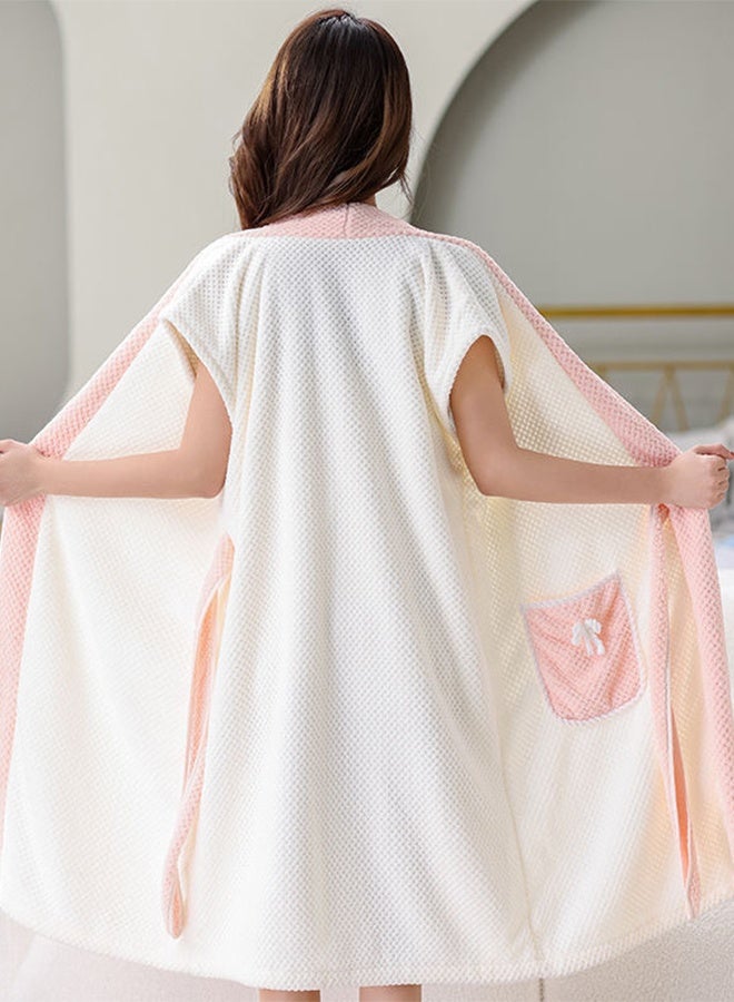 DUNISO روب حمام نسائي، منشفة حمام يمكن ارتداؤها مع جيب جانبي، لفافة دش، رداء حمام، رداء منشفة سبا مع إغلاق قابل للتعديل، غطاء خفيف الوزن سريع الجفاف - Image 4