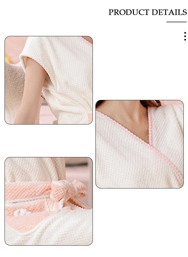 DUNISO روب حمام نسائي، منشفة حمام يمكن ارتداؤها مع جيب جانبي، لفافة دش، رداء حمام، رداء منشفة سبا مع إغلاق قابل للتعديل، غطاء خفيف الوزن سريع الجفاف - Image 5