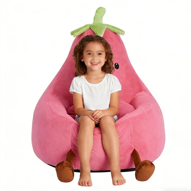 Simple Deluxe كرسي bean bag من رغوة الذاكرة 2 قدم - أريكة دائرية ناعمة للغاية من فرو الأرنب الصناعي مع مقبض وغلاف قابل للغسل في الغسالة، كرسي مريح للاسترخاء للأطفال والمراهقين، مثالي للقراءة والألعاب في غرفة المعيشة أو غرفة النوم، ماغينتا - Image 1