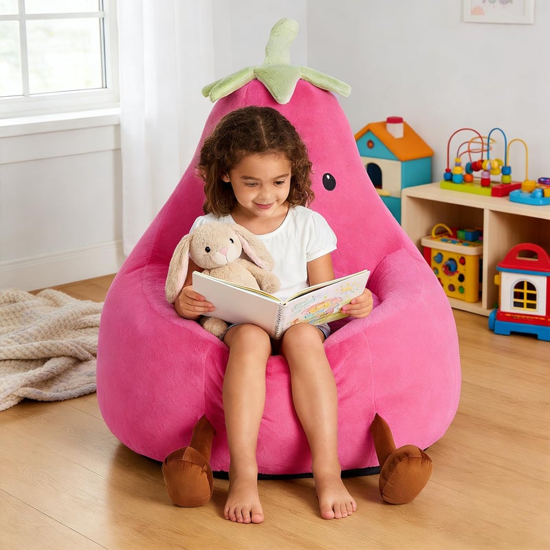 Simple Deluxe كرسي bean bag من رغوة الذاكرة 2 قدم - أريكة دائرية ناعمة للغاية من فرو الأرنب الصناعي مع مقبض وغلاف قابل للغسل في الغسالة، كرسي مريح للاسترخاء للأطفال والمراهقين، مثالي للقراءة والألعاب في غرفة المعيشة أو غرفة النوم، ماغينتا - Image 2