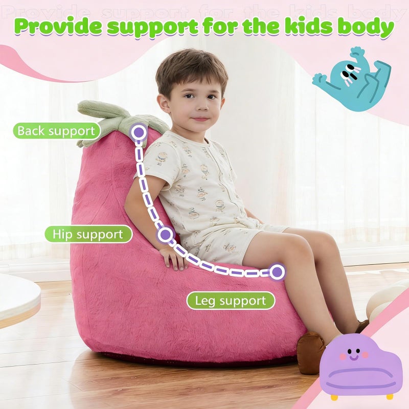 Simple Deluxe كرسي bean bag من رغوة الذاكرة 2 قدم - أريكة دائرية ناعمة للغاية من فرو الأرنب الصناعي مع مقبض وغلاف قابل للغسل في الغسالة، كرسي مريح للاسترخاء للأطفال والمراهقين، مثالي للقراءة والألعاب في غرفة المعيشة أو غرفة النوم، ماغينتا - Image 4