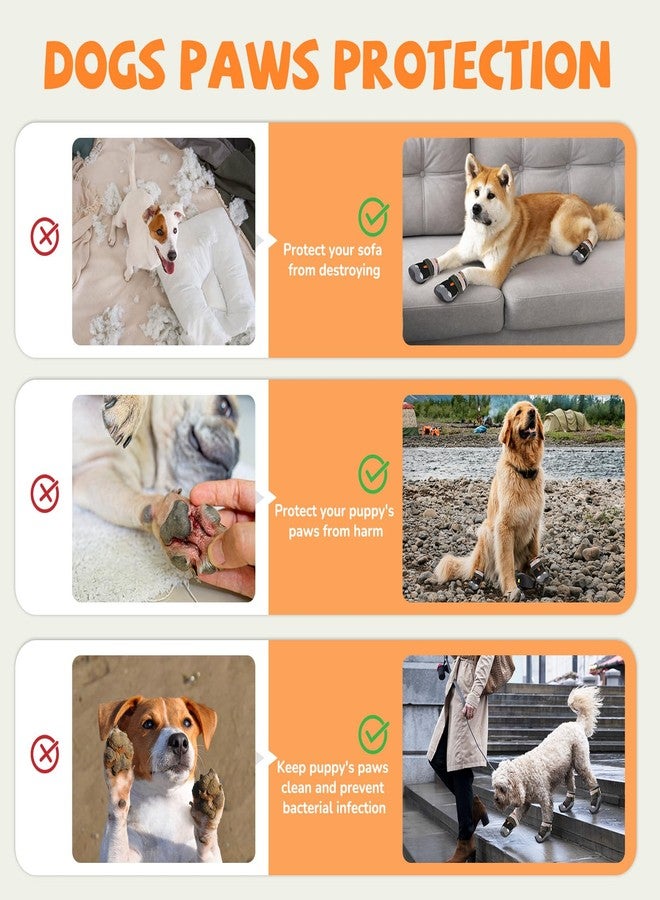 TEWIWAP Dog Shoes for Large Small Medium Dogs, Anti-Slip Dog Booties & Paw Protectors for Outdoor, Waterproof Dog Boots for Hiking Hardwood Floor Winter Snow with Reflective Straps Size 8 - Image 4