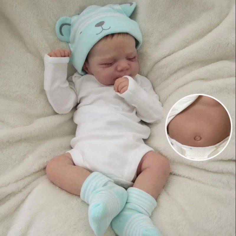 iCradle Reborn Baby Dolls 19 inch 48 cm Full Body Vinyl Silicone Baby Doll Girl Anatomically Correct Hand Painted Hair Realistic Newborn Doll Eyes Closed Toy Gift for Ages 3+ - Image 4