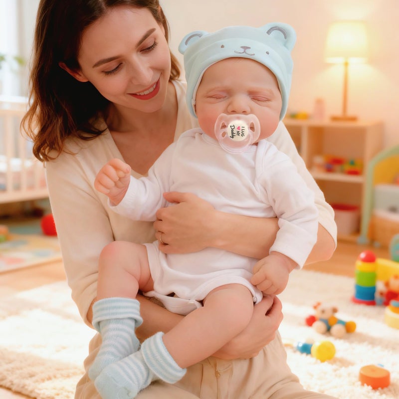 iCradle Reborn Baby Dolls 19 inch 48 cm Full Body Vinyl Silicone Baby Doll Girl Anatomically Correct Hand Painted Hair Realistic Newborn Doll Eyes Closed Toy Gift for Ages 3+ - Image 5