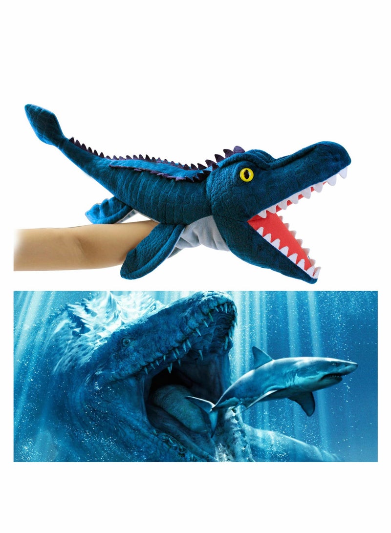 Mosasaurus Dinosaur Hand Puppet Soft Plush Toy for Kids Creative Role Play Birthday Gift Open Mouth Design - Image 4