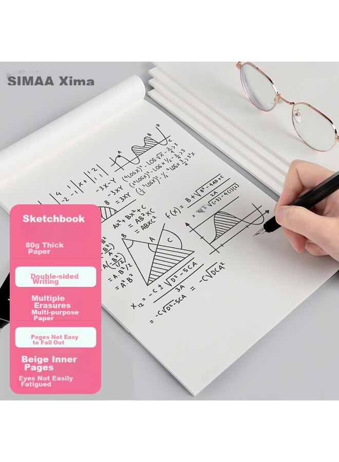 Simaa B5 Draft Paper, Student Exam Writing And Calculation Scratch Pad, 80g Thick Beige Blank Draft Notebook, 40 Sheets/book, 5 Books Set, High School Student Learning Essential - Image 3