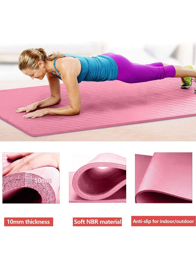 High resilience anti-slip patterned yoga mat made of NBR material for home, outdoor and gym training (pink) - Image 5