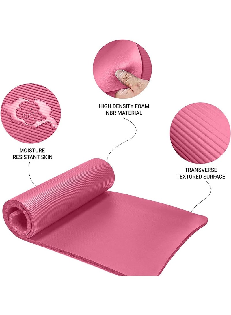 High resilience anti-slip patterned yoga mat made of NBR material for home, outdoor and gym training (pink) - Image 2