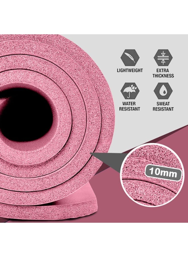 High resilience anti-slip patterned yoga mat made of NBR material for home, outdoor and gym training (pink) - Image 3