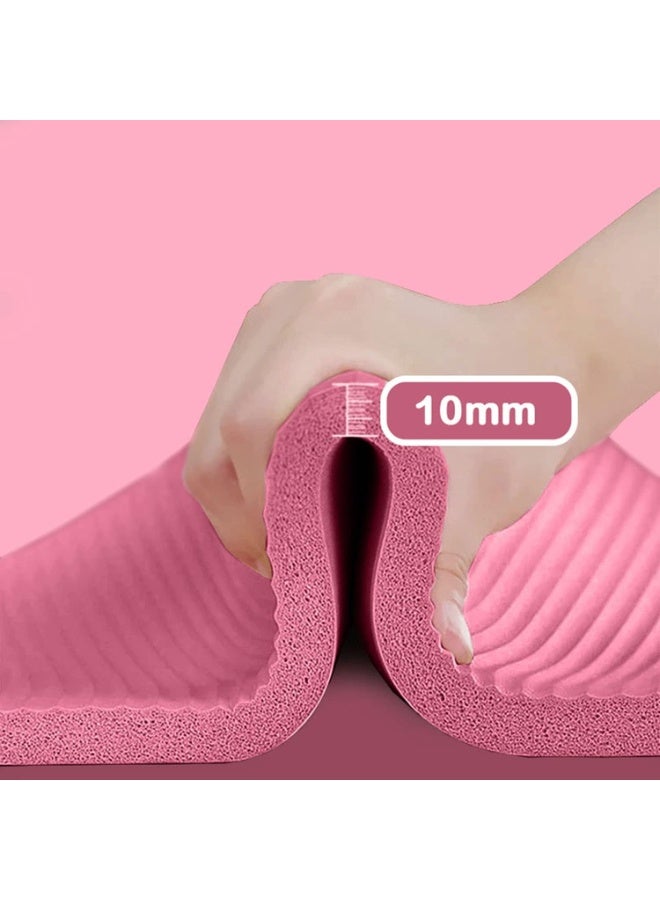 High resilience anti-slip patterned yoga mat made of NBR material for home, outdoor and gym training (pink) - Image 4