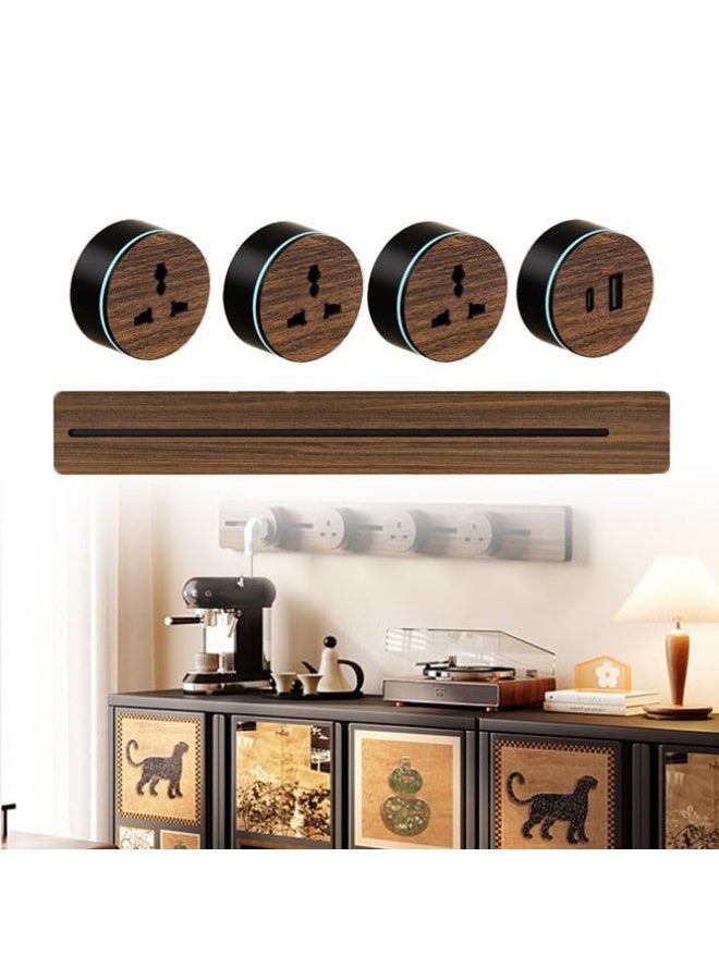 8000w Track Socket with 2500w Adapter, Wall-Mounted Power Slide Rail Wiring Board, Anti-Electric Shock Track Socket, For Kitchen, Living Room, Study, Office 50CM - Image 1