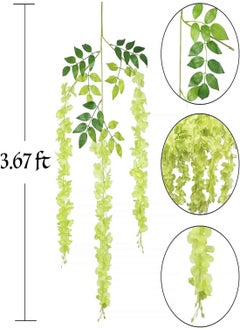 KASTWAVE Artificial Wisteria Vine Flowers 12 Pack 44" Fake Flower Bushy Vine Ratta Hanging Garland for Wedding Party Garden Outdoor Greenery Home Wall Deco Home Hote Wedding Promenade Decoration  - Image 1
