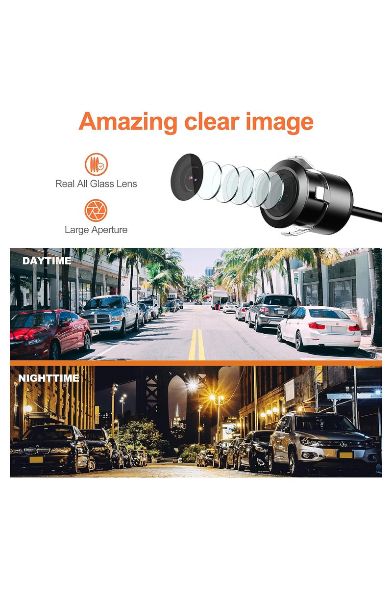 توبيز كاميرا توبي الاحتياطية العكسية، L002 بدقة HD وزاوية رؤية واسعة 170 درجة، كاميرا أمامية/جانبية/خلفية عالمية، خيارين للتثبيت، خطوط توجيه قابلة للإزالة، صورة مرآة وغير مرآة، فقط 12 فولت - Image 2