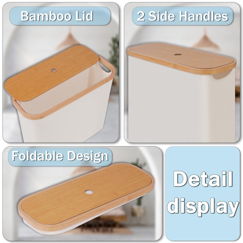 efluky Toilet Paper Basket, Toilet Paper Storage with Lid, Toilet Paper Organizer for Bathroom, Free Standing Toilet Paper Holder with Storage, Beige - Image 3