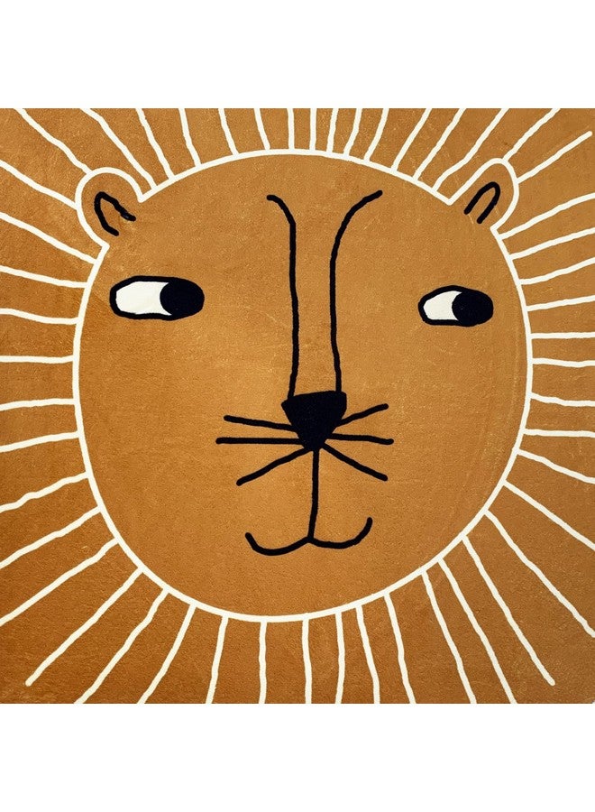 USTIDE Kids Play Mat 4Ft Round Lion Play Rug Non Slip Kids Circle Rug Soft Nursery Rug Floor Carpet For Bedroom Playroom Decor - Image 5