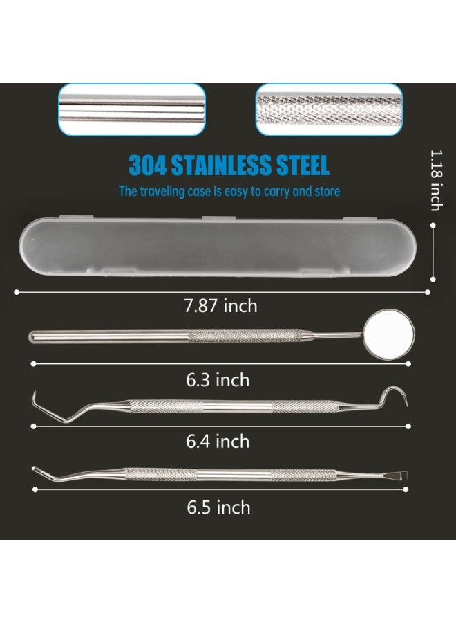 Chabeia 3Pcs Dental Tools, Professional Dental Picks for Teeth Cleaning, 100% Surgical 304 Stainless Steel Plaque Remover for Teeth, Dental Mirror, Hygiene Set, Scraper Oral Care Kit To Remove Tartar.（Sliver） - Image 2