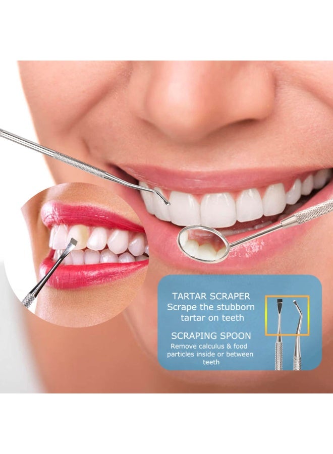 Chabeia 3Pcs Dental Tools, Professional Dental Picks for Teeth Cleaning, 100% Surgical 304 Stainless Steel Plaque Remover for Teeth, Dental Mirror, Hygiene Set, Scraper Oral Care Kit To Remove Tartar.（Sliver） - Image 5