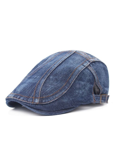 Denim Beret Diagonal Stripe Dark Blue