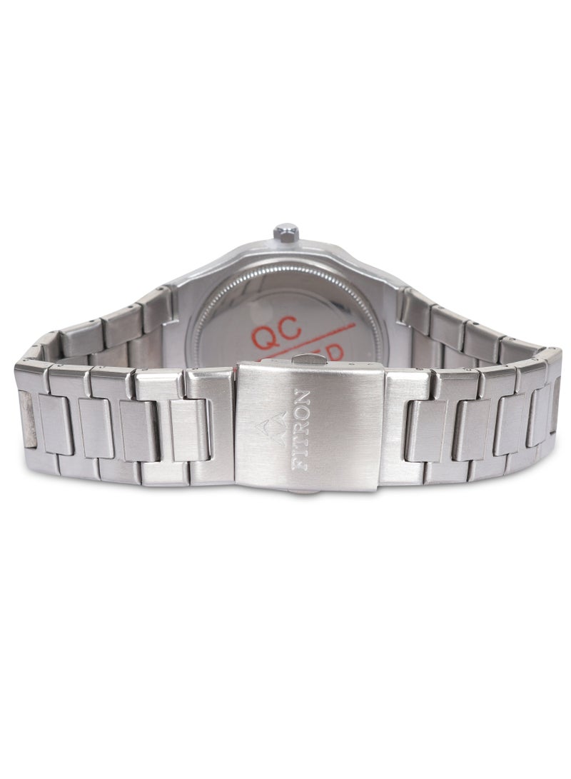 Fitron Men's Silver Wrist Watch with Grey Dial - Image 3