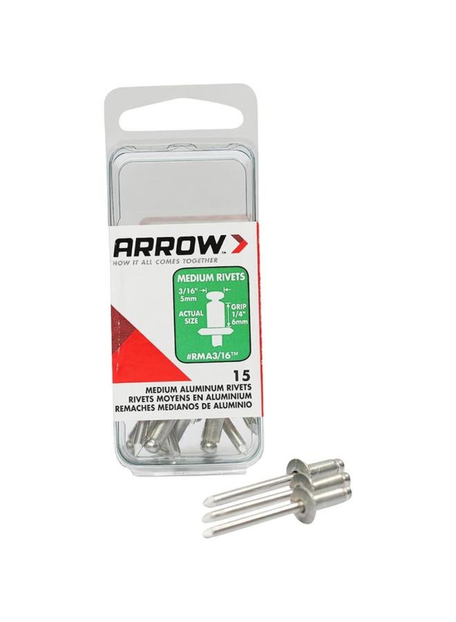 ارو 15 قطعة من مسامير الألمنيوم متوسطة الحجم باللون الفضي مقاس 3/16 × 1/4 بوصة