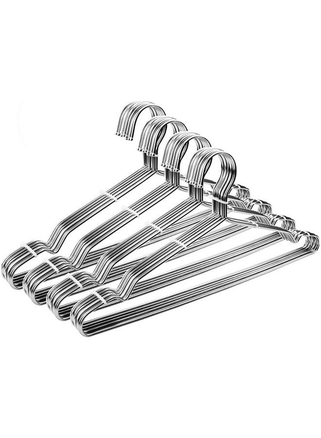 Rollyware 10 Pack Stainless Steel Wire Hangers Premium Non-Slip Stainless Steel Hanger for Sarees, Pants, Trouser, Velvet, Scarfs & Other Clothes - Image 1