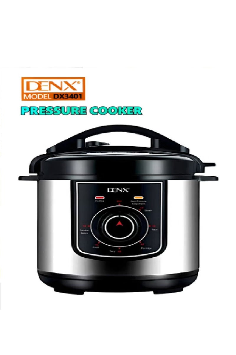 Denx Electric Pressure Cooker, 8‑Litre – 1300 W Fast‑Cook, 1.8 mm Thick Inner Pot, Keep‑Warm & Reheat, Safety Lock, Measuring Cup + Rice Ladle Included - Image 1