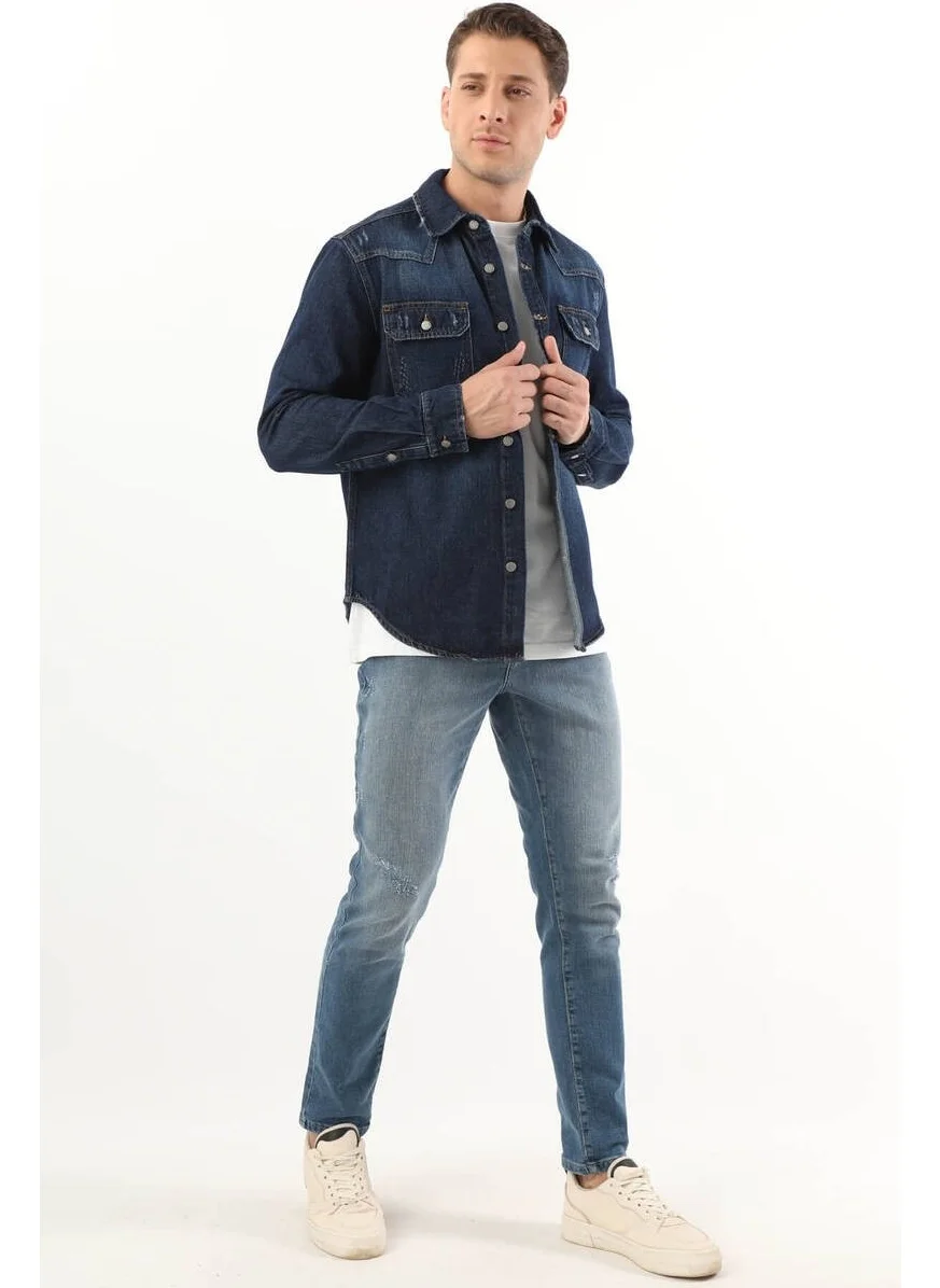 Banny Jeans Men's Dark Blue Jean Shirt