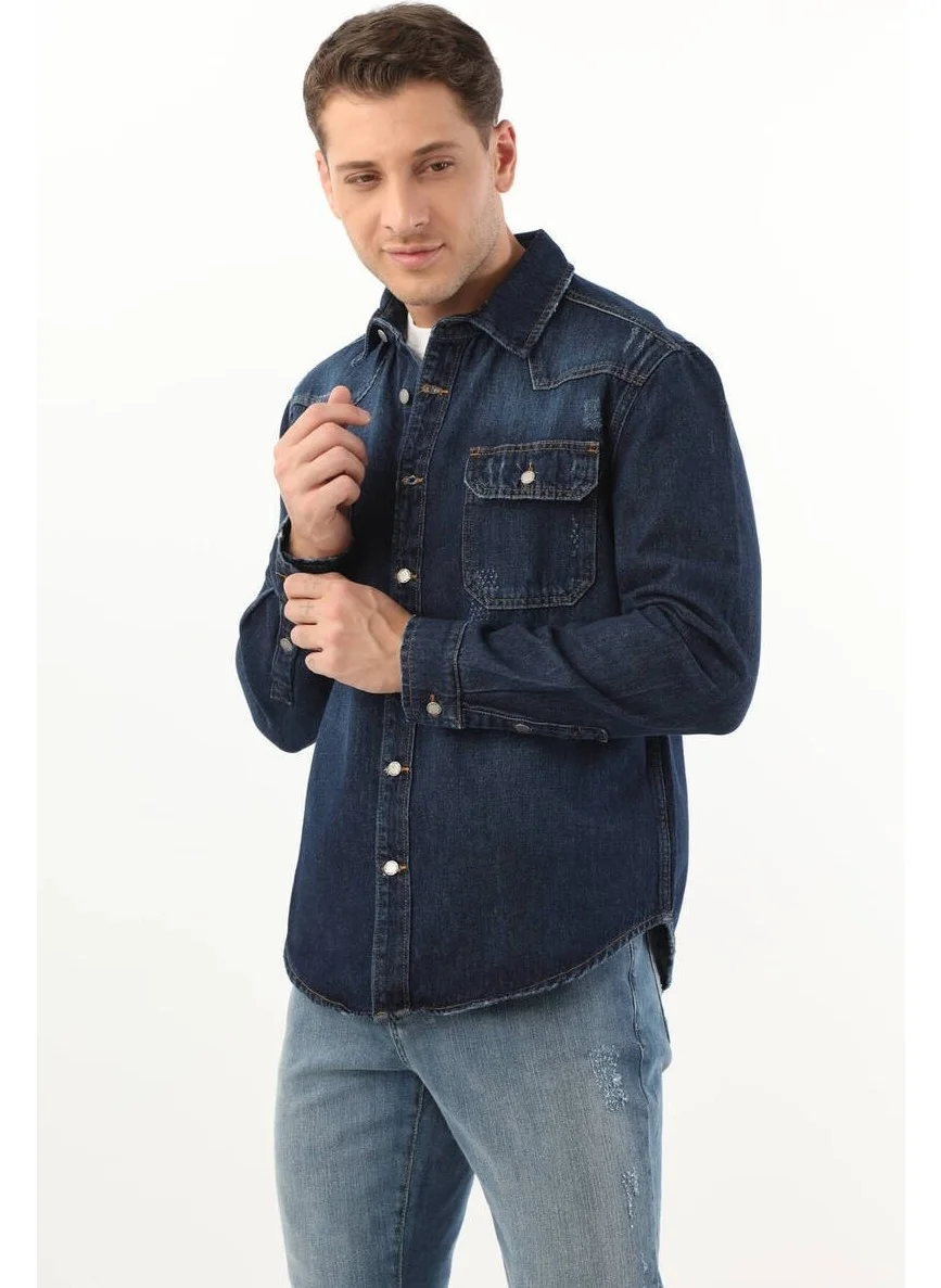 Banny Jeans Men's Dark Blue Jean Shirt