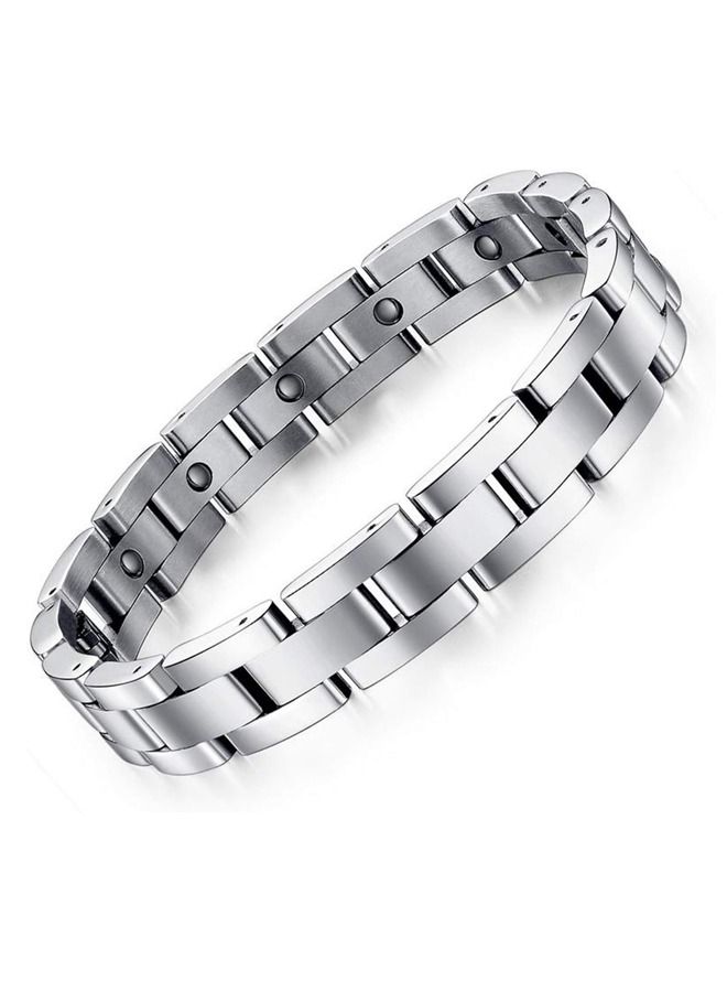 Fashion Titanium Bracelet, Stainless Steel Magnet Bracelet, Classic Men's Titanium Steel Bracelet, Stainless Steel Bracelet (Silver)  - Image 1