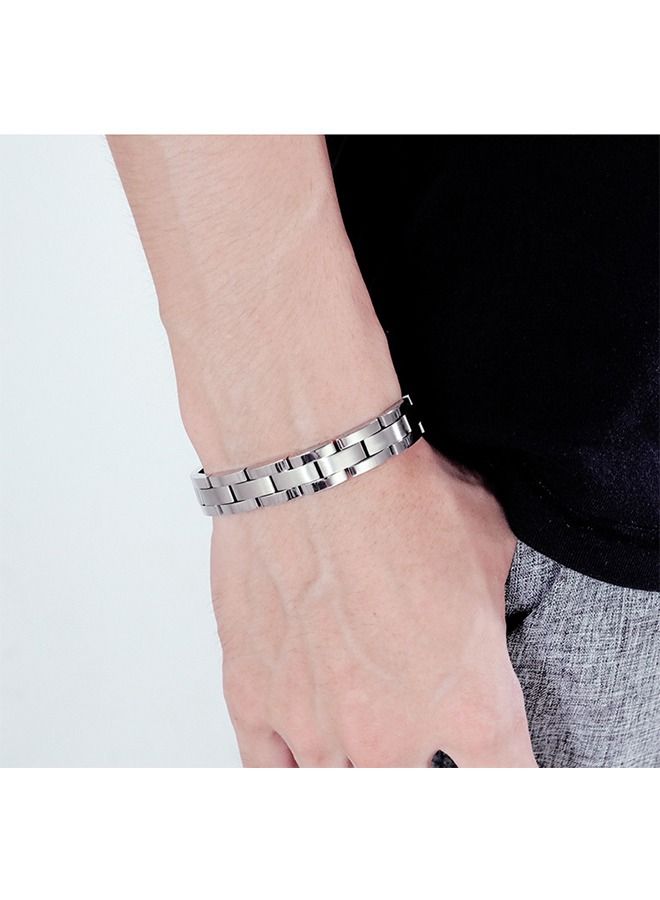 Fashion Titanium Bracelet, Stainless Steel Magnet Bracelet, Classic Men's Titanium Steel Bracelet, Stainless Steel Bracelet (Silver)  - Image 4