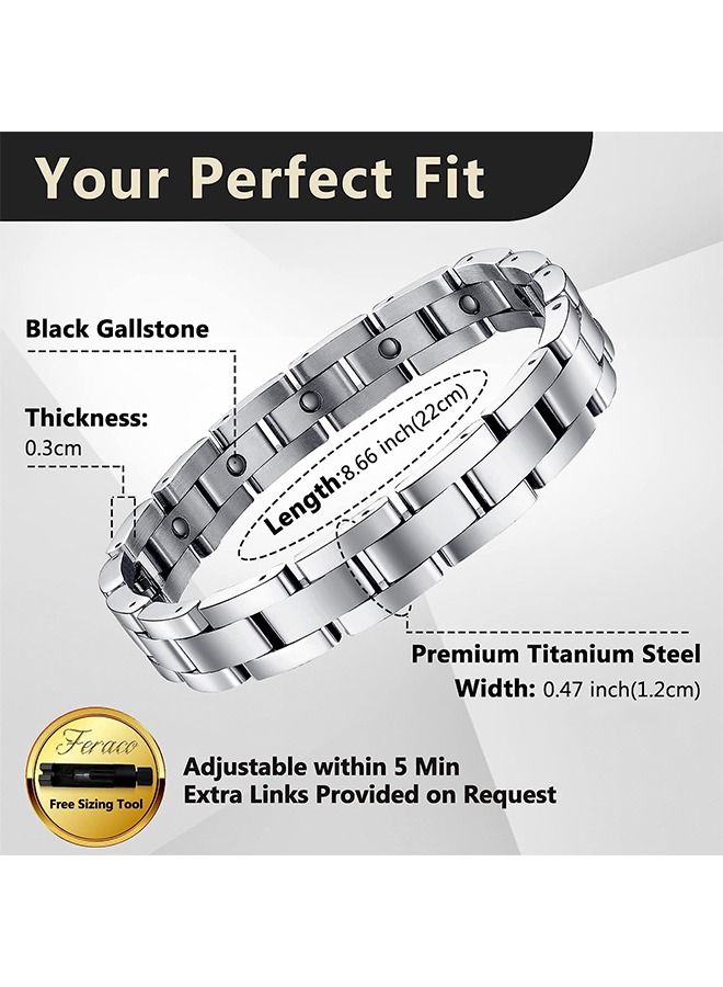 Fashion Titanium Bracelet, Stainless Steel Magnet Bracelet, Classic Men's Titanium Steel Bracelet, Stainless Steel Bracelet (Silver)  - Image 2