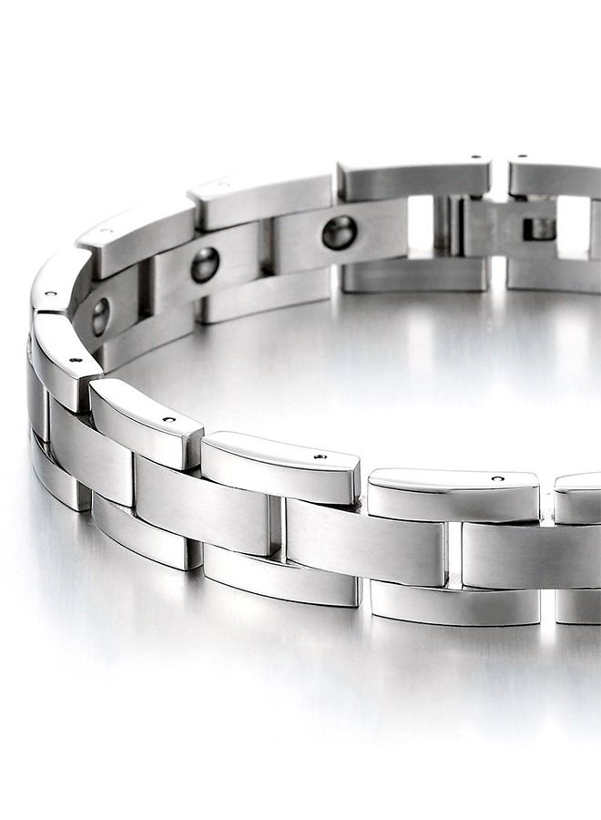 Fashion Titanium Bracelet, Stainless Steel Magnet Bracelet, Classic Men's Titanium Steel Bracelet, Stainless Steel Bracelet (Silver)  - Image 3