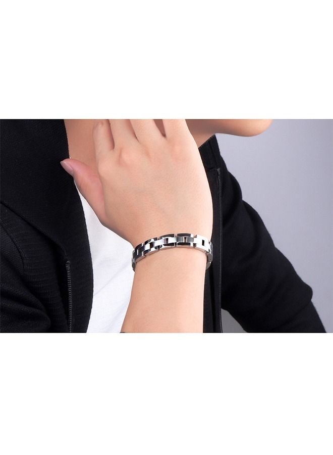 Fashion Titanium Bracelet, Stainless Steel Magnet Bracelet, Classic Men's Titanium Steel Bracelet, Stainless Steel Bracelet (Silver)  - Image 5