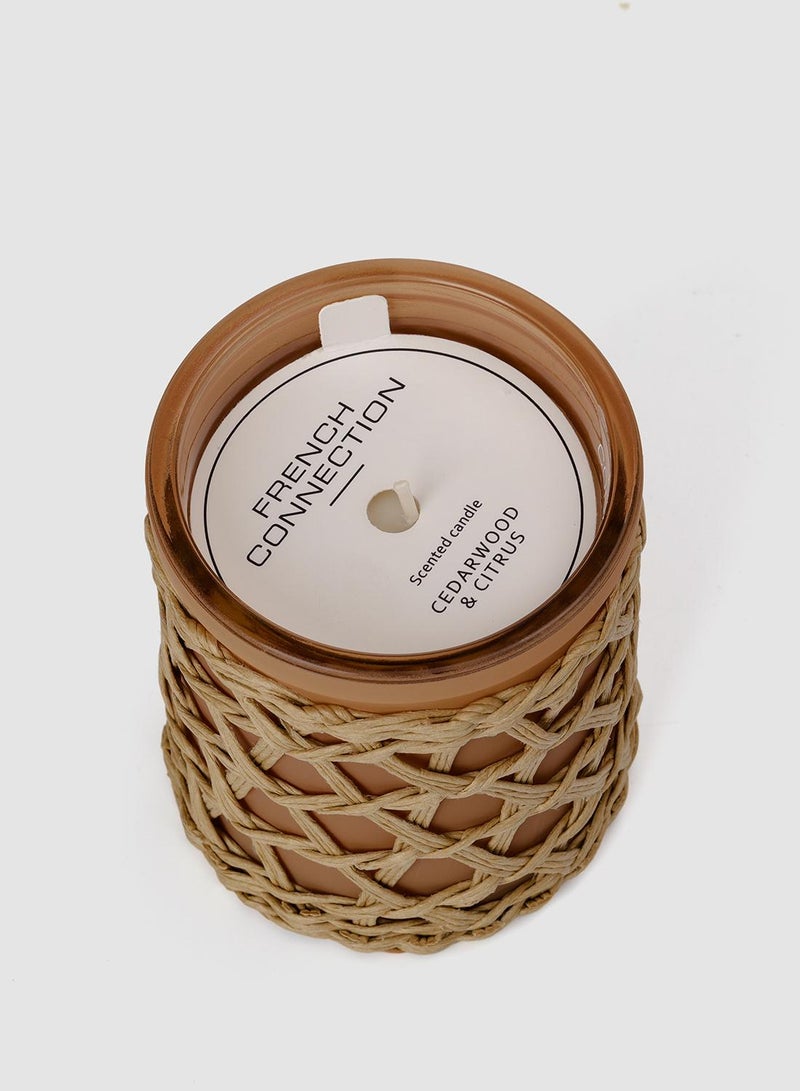 French Connection Woven Detail Caramel Cedarwood & Citrus Candle 200G - Image 4