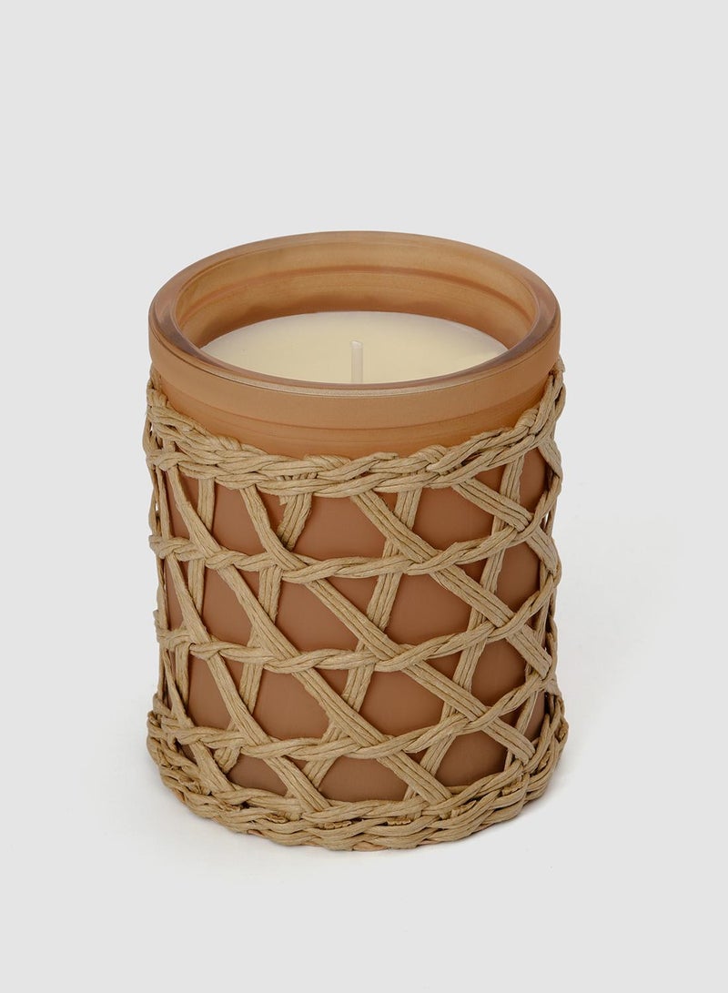 French Connection Woven Detail Caramel Cedarwood & Citrus Candle 200G - Image 3