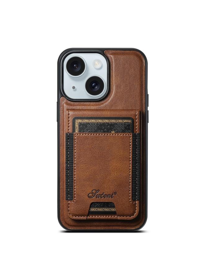 Suteni Case For iPhone 15 Plus H17 Oil Eax Leather MagSafe Detachable Wallet Phone Case - Image 1